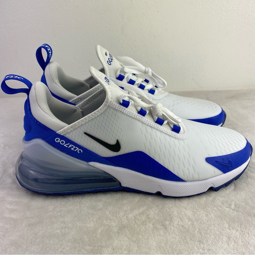 New Nike Air Max 270  White Racer Blue Black CK6483-106 Men's Golf Shoe - Picture 3 of 12